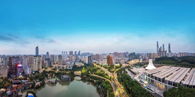 Aviation in China Nanning Modern Urban Architectural Landscape Skyline