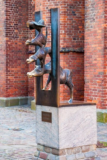 Monument of Bremen Town Musicians in Riga Latvia