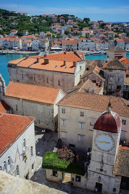 High angle view of buildings in city