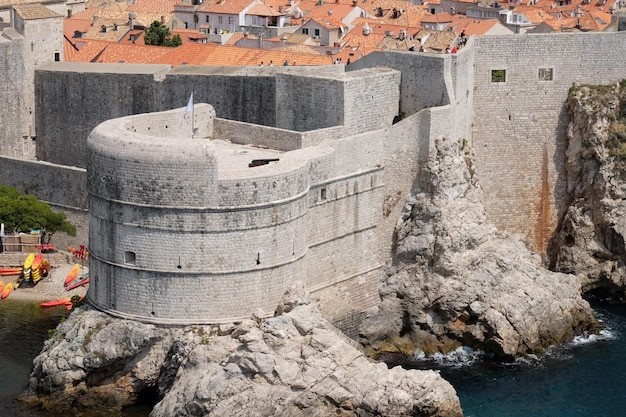 Fort bokar and city walls by italian architect michelozzo miche seen from fort lovrijenic dubrovnik