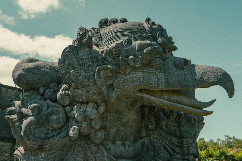 Explore the majestic detail of the Garuda statue in Bali, capturing Indonesia's rich cultural heritage.
