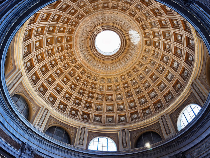 Stunning view of the Pantheon's coffered dome in Rome, showcasing architectural brilliance.