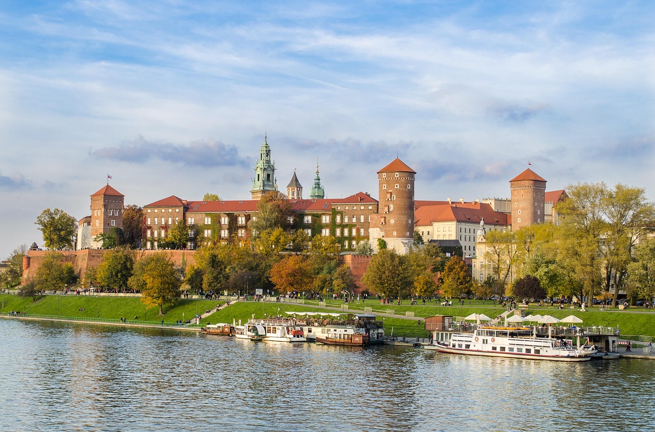 kraków, wawel, castle, architecture, poland, monument, wisla, landscape, nature, clouds, sky