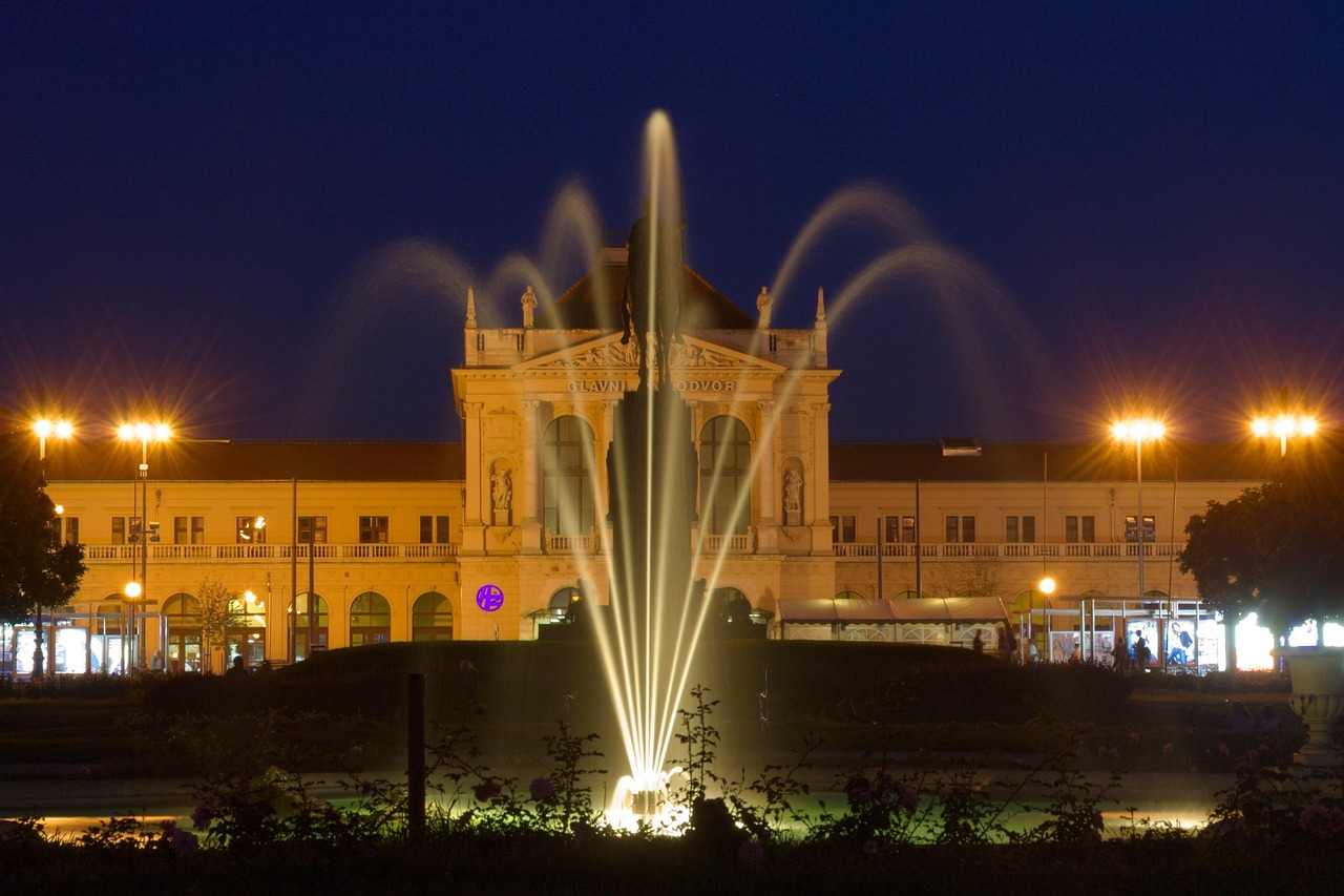 croatia, zagreb, fountain, station, night, zagreb, zagreb, zagreb, zagreb, zagreb