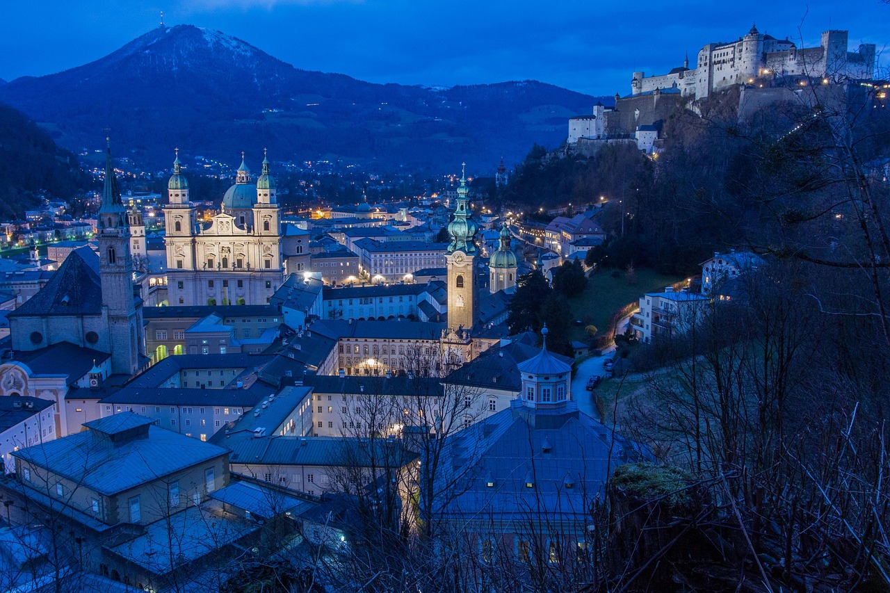 salzburg, austria, mönchberg, salzburg cathedral, st peter, fortress high salzburg, evening atmosphere, salzburg, salzburg, salzburg, salzburg, salzburg