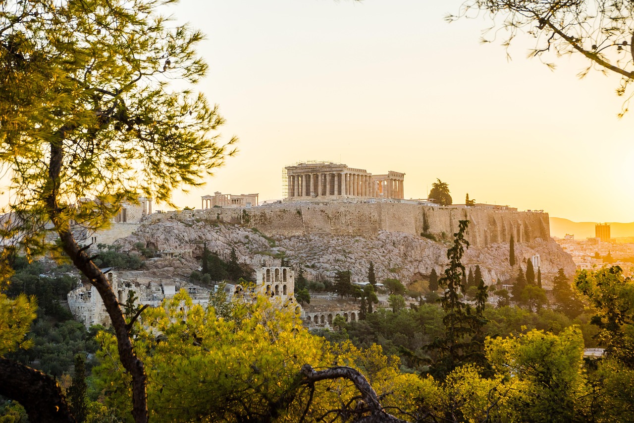 athens, sunset, acropolis, greece, nature, city, vacation, tourism, ancient site, greek architecture, attica, big city, europe