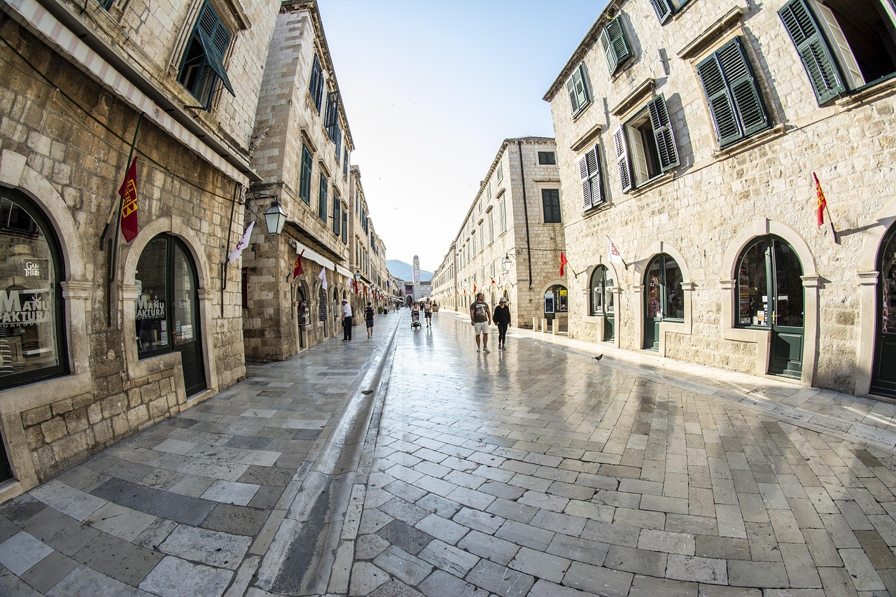 dubrovnik, nature, stradun, dalmatia, croatia, mediterranean, city, town, historic, architecture, street, building, stone, summer, old, ragusa, travel