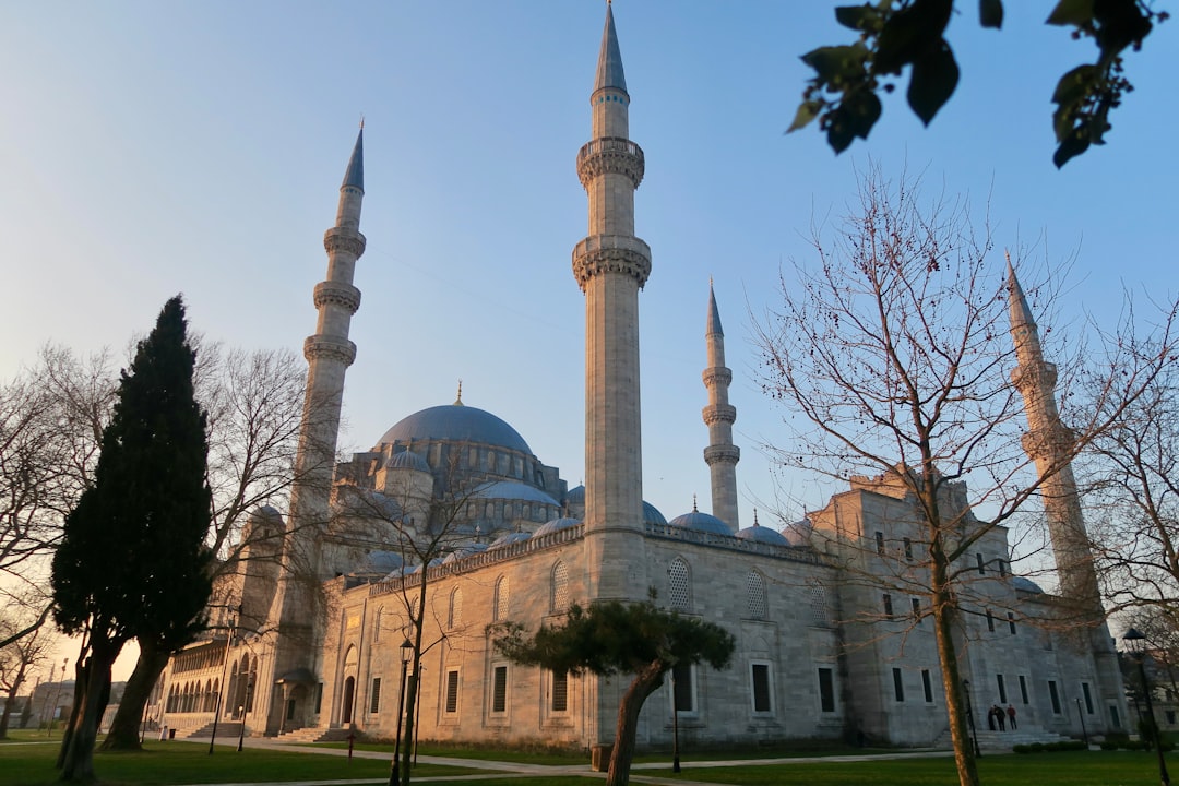 a large building with towers