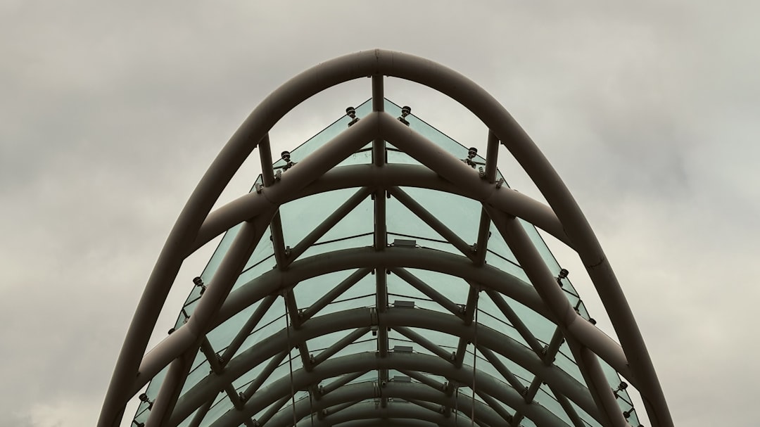 Modern bridge structure with glass panels