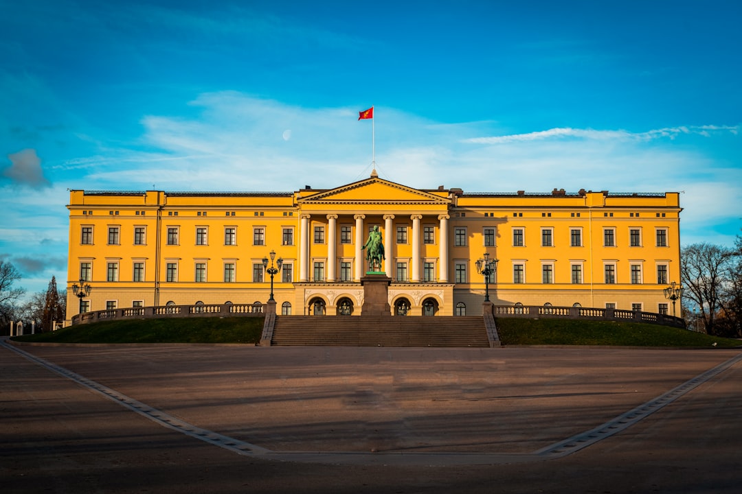 A large building with a flag on top of it