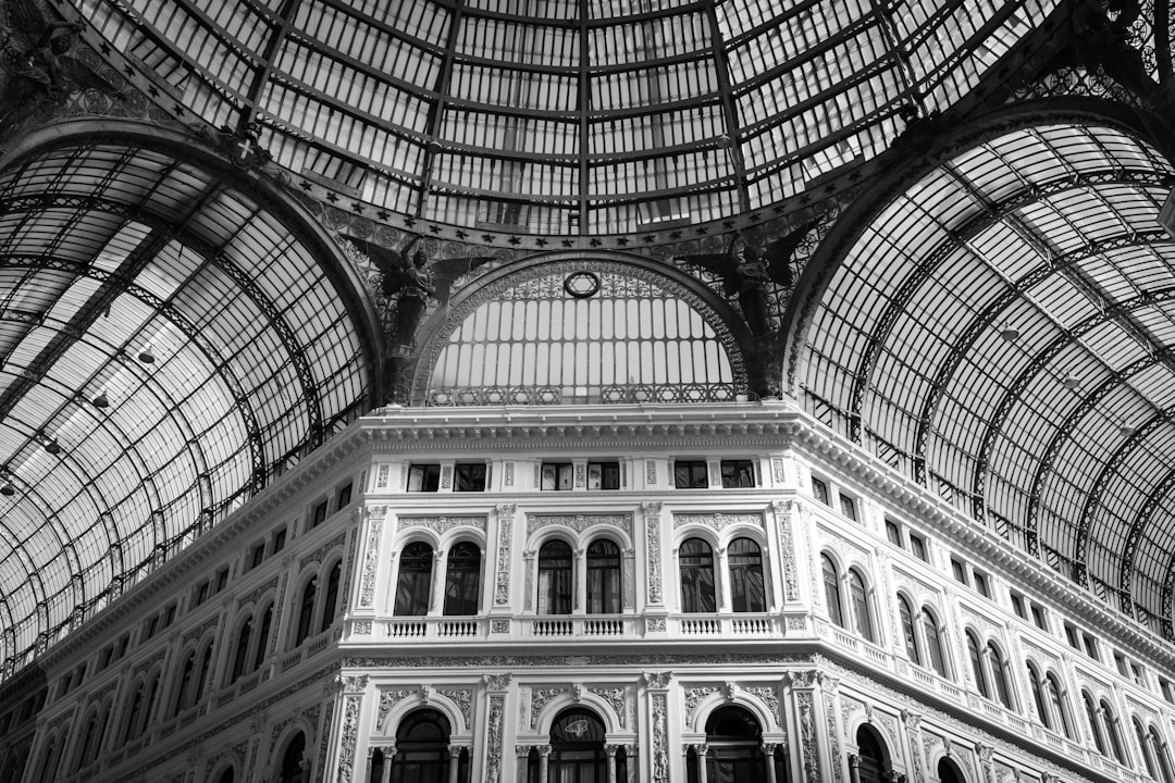 Grand historic building with arched glass ceiling
