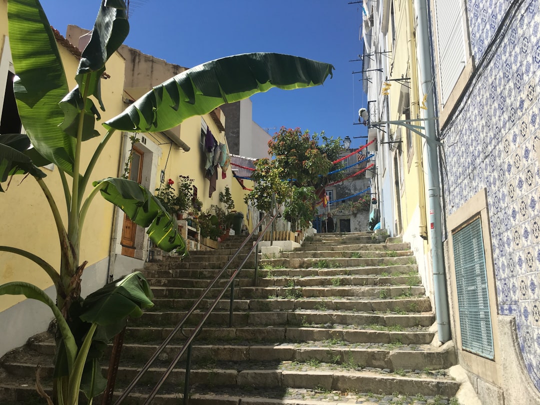 a set of stairs leading up to a building