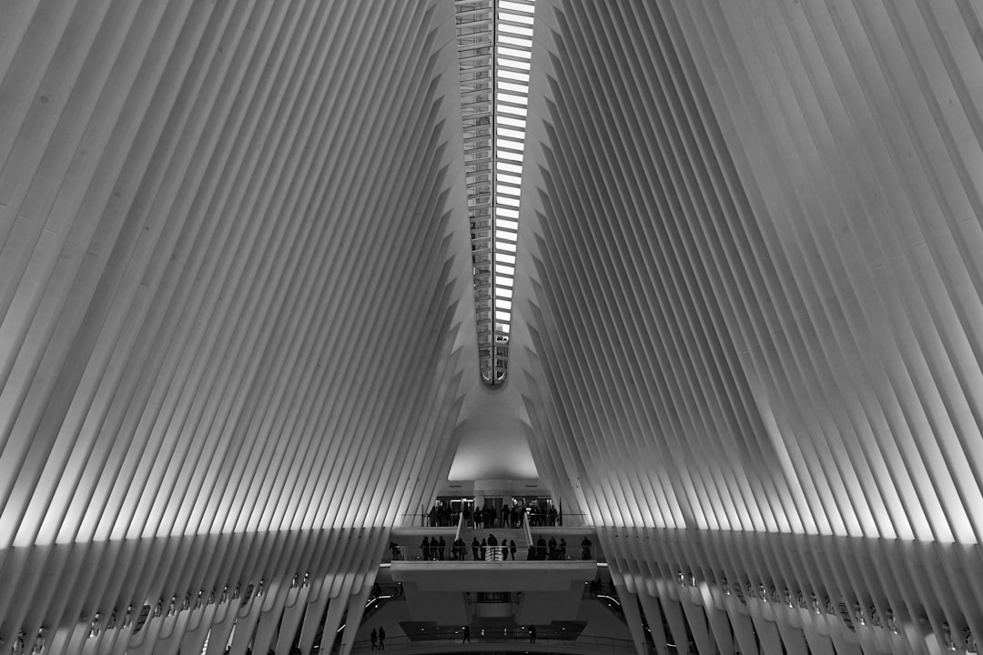 a black and white photo of a large building