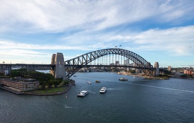 a large bridge spanning over a large body of water