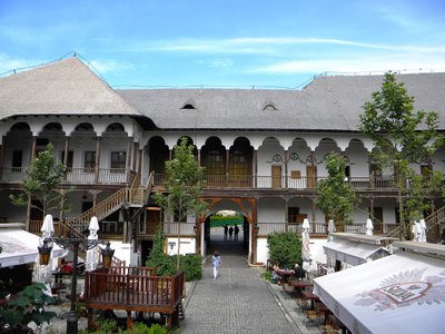 Hanul lui Manuc: historic inn with traditional architecture.