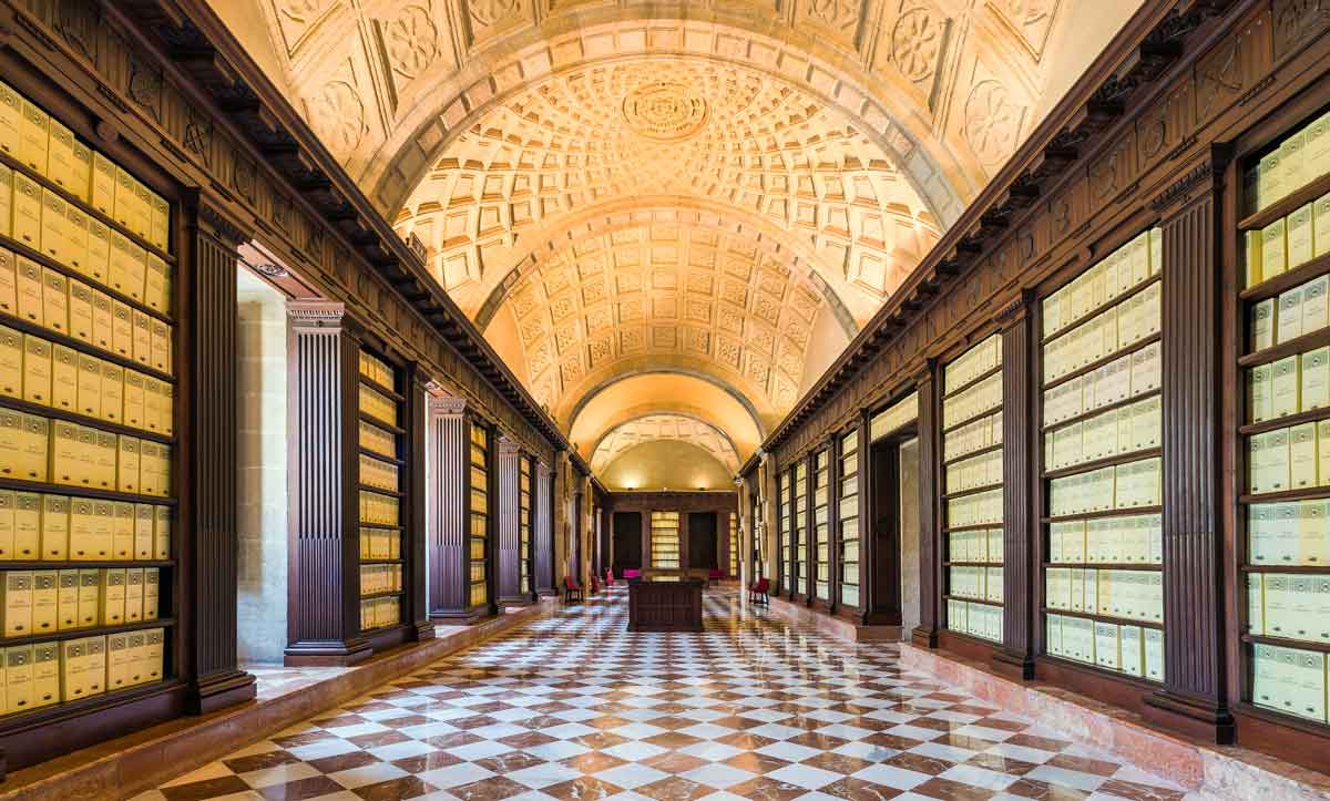 Seville’s Archivo General de Indias, preserving maps, records, and archives from the Age of Exploration.